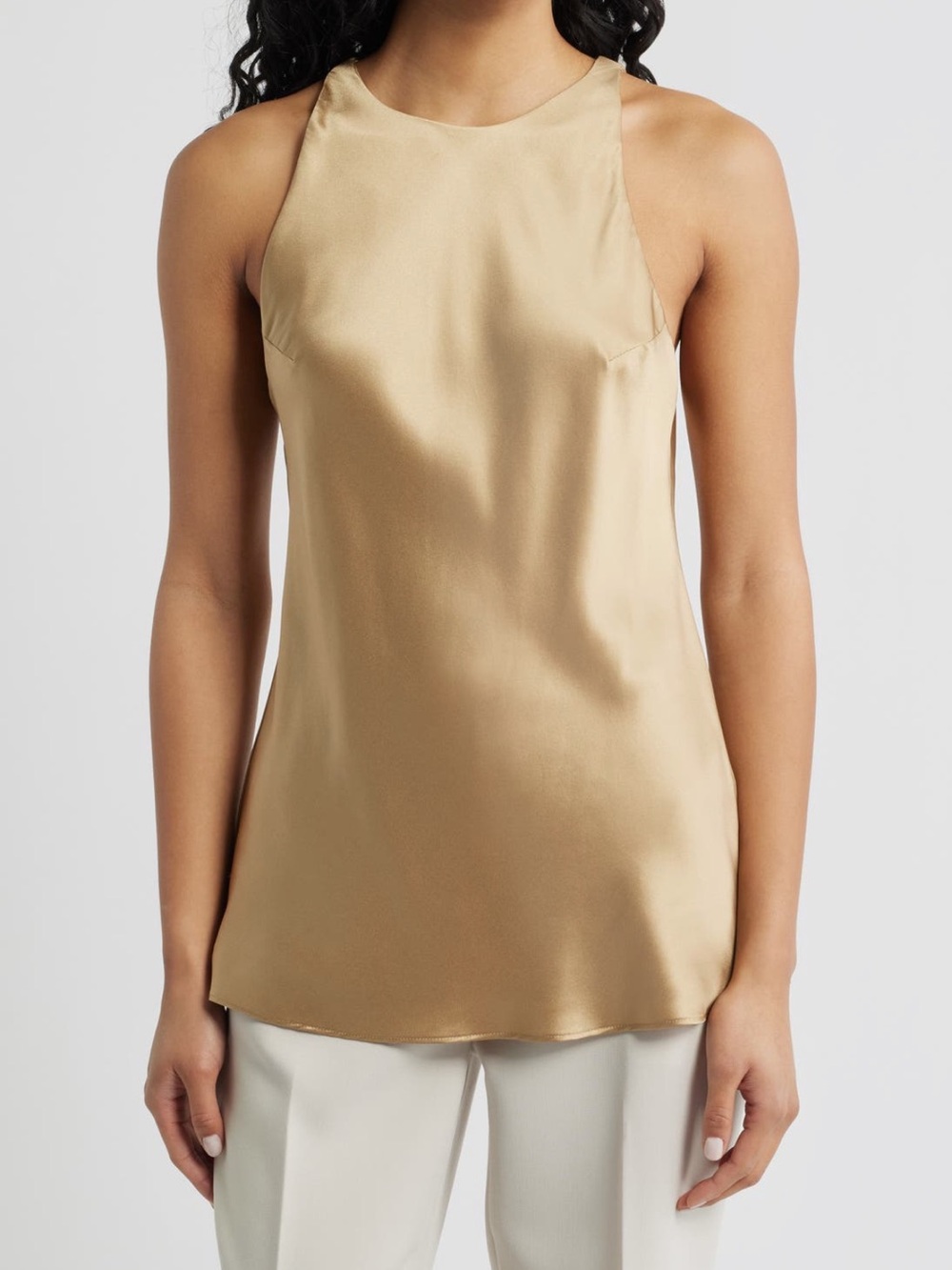 Reformation Gold Saskia Silk top